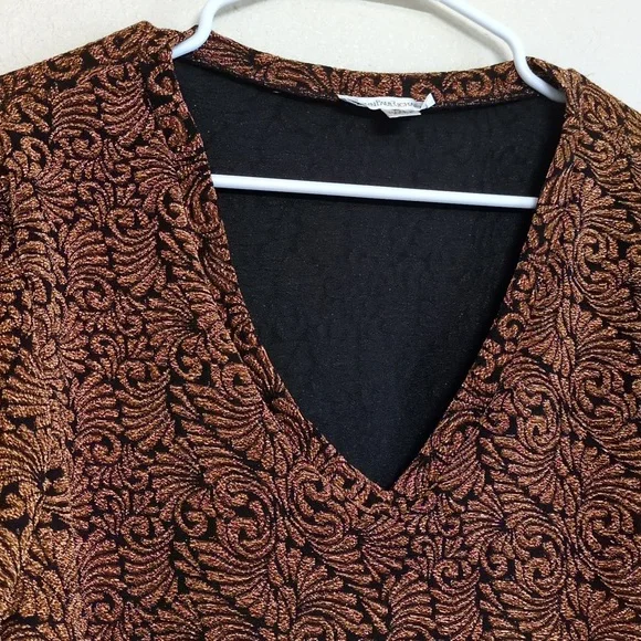 JohnPaulRichard Black and Gold Patterned Top Fall Colors Women's Size XL - Picture 4 of 9